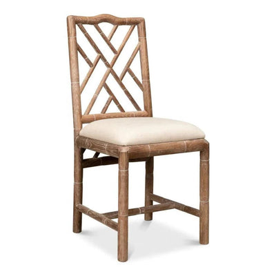 Brighton Bamboo Leather Dining Chair 2PC - LOOMLAN - Sarreid - Dining Chairs