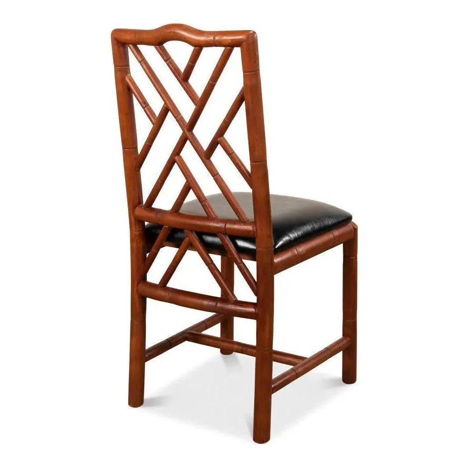 Brighton Bamboo Leather Dining Chair 2PC - LOOMLAN - Sarreid - Dining Chairs