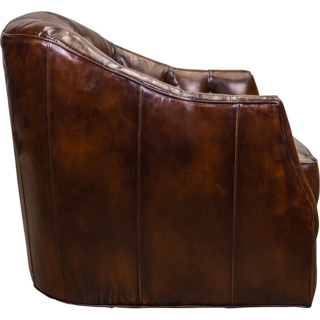 Brighton Leather Luxury Swivel Chair - LOOMLAN - Club Chairs