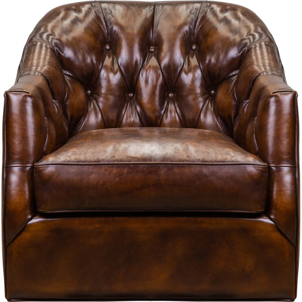 Brighton Leather Luxury Swivel Chair - LOOMLAN - Club Chairs