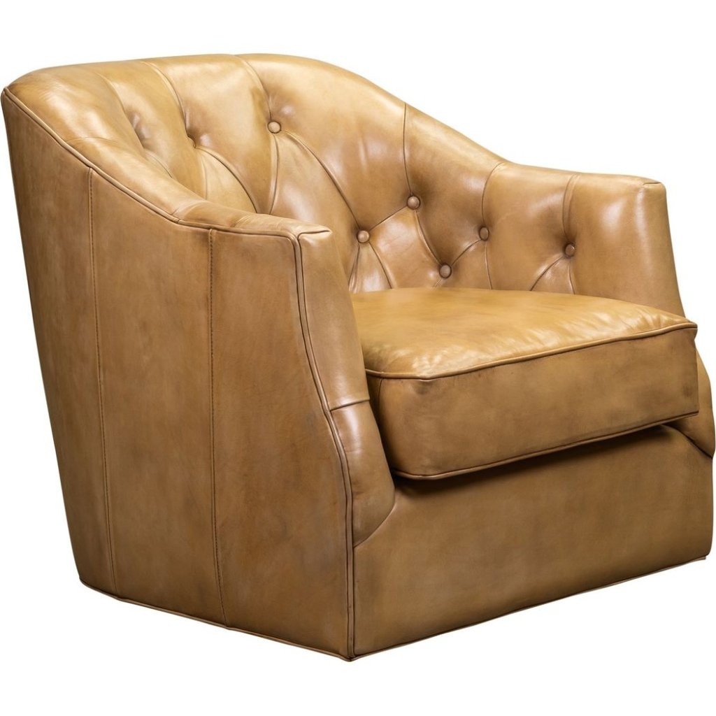 Brighton Leather Luxury Swivel Chair - LOOMLAN - Club Chairs