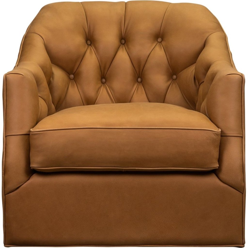 Brighton Leather Luxury Swivel Chair - LOOMLAN - Club Chairs