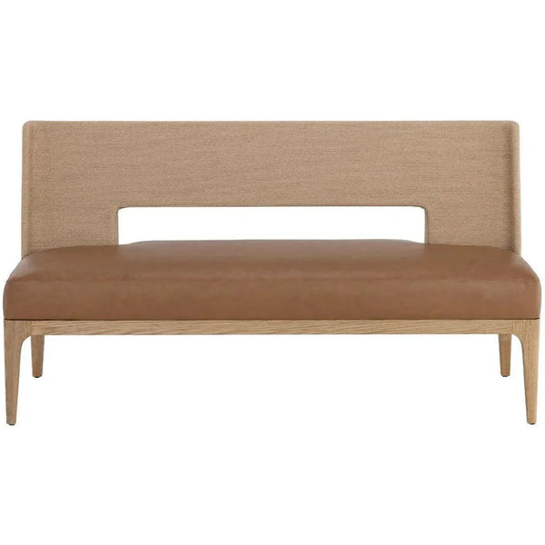 Brocco Banquette Cognac Faux Leather Bench - LOOMLAN - SUNPAN - Dining Benches