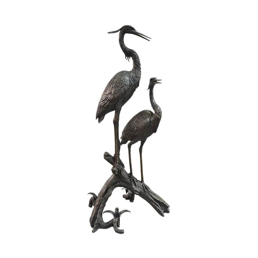 Bronze Herons On Branch Bronze Sculpture - LOOMLAN - Statues & Sculptures