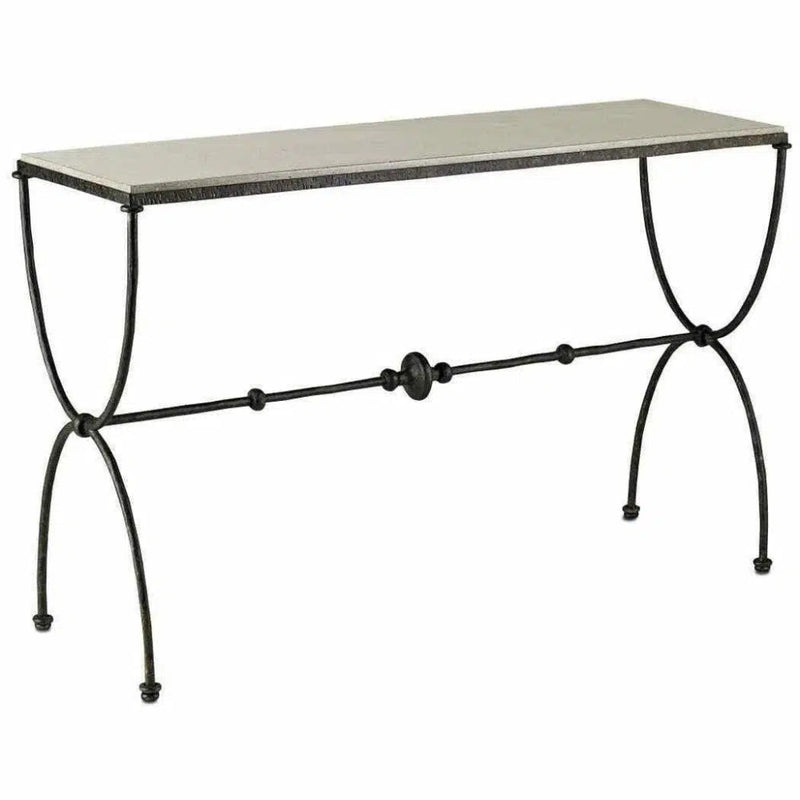 Bronze Polished Concrete Agora Console Table - LOOMLAN - Currey & Co - Console Tables