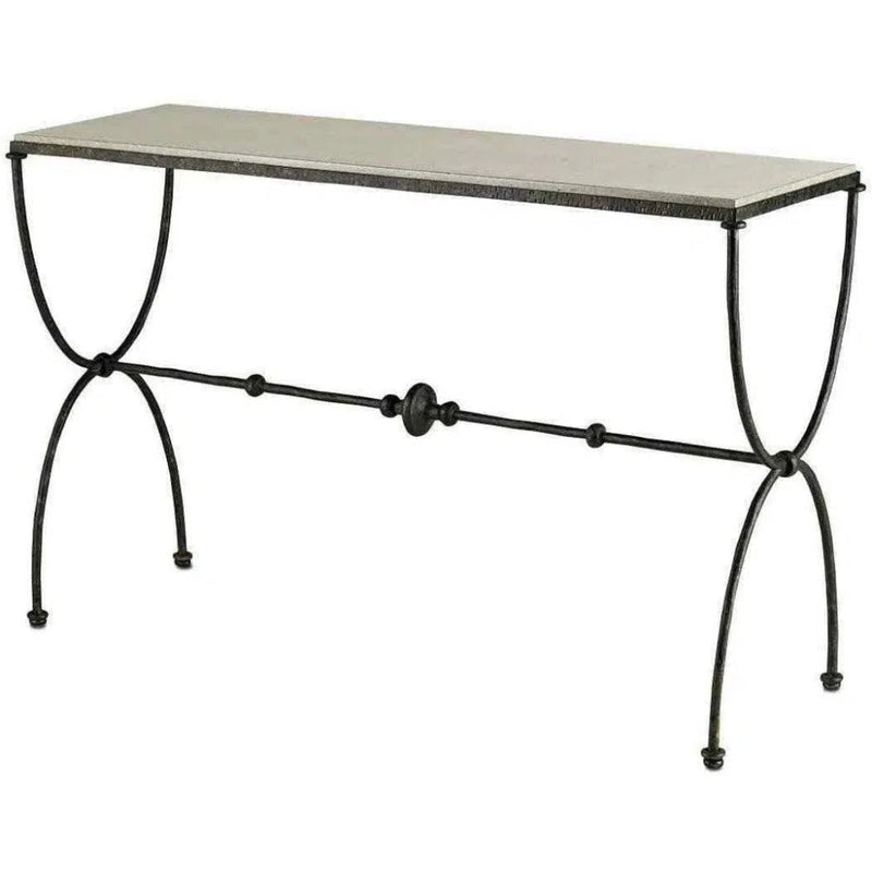 Bronze Polished Concrete Agora Console Table - LOOMLAN - Currey & Co - Console Tables