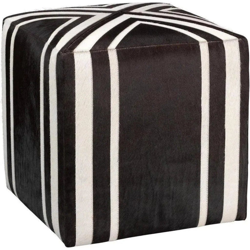 Brown Hide Nantucket Criss Cross Ottoman - LOOMLAN - Jamie Young - Ottomans