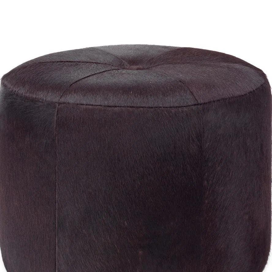 Brown Hide & Small Thackeray Round Pouf - LOOMLAN - Jamie Young - Poufs and Stools