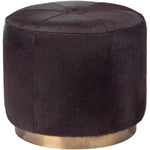 Brown Hide & Small Thackeray Round Pouf - LOOMLAN - Jamie Young - Poufs and Stools