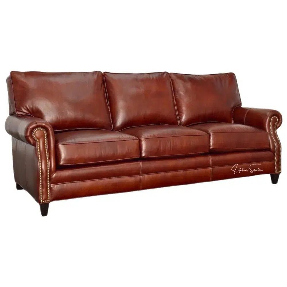 Brown Leather Sofa 3 Seater Leather Couch American Made - LOOMLAN - Uptown Sebastian - Sofas & Loveseats