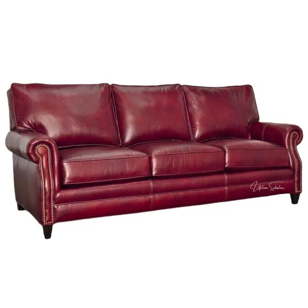 Brown Leather Sofa 3 Seater Leather Couch American Made - LOOMLAN - Uptown Sebastian - Sofas & Loveseats