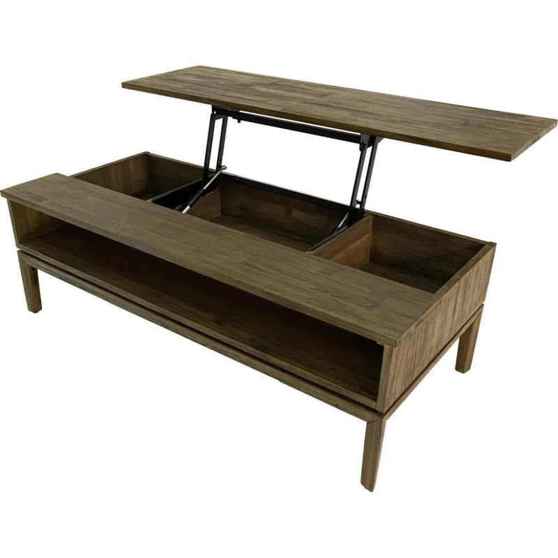 Brown Rectangle Coffee Table Lift & Storage - LOOMLAN - LH Imports - Coffee Tables