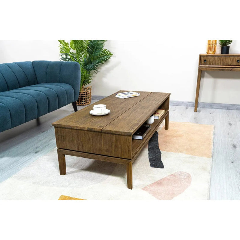 Brown Rectangle Coffee Table Lift & Storage - LOOMLAN - LH Imports - Coffee Tables