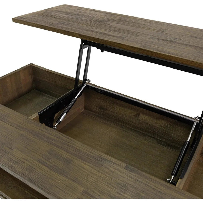 Brown Rectangle Coffee Table Lift & Storage - LOOMLAN - LH Imports - Coffee Tables