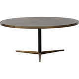 Brown Round Coffee Table Metal Top Metal - LOOMLAN - LH Imports - Coffee Tables