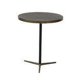 Brown Round Side Table Metal Top With Metal - LOOMLAN - LH Imports - Side Tables