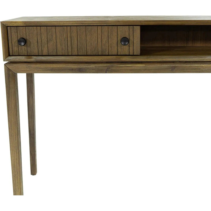 Brown Slim Console Table Drawers & Shelves - LOOMLAN - LH Imports - Console Tables