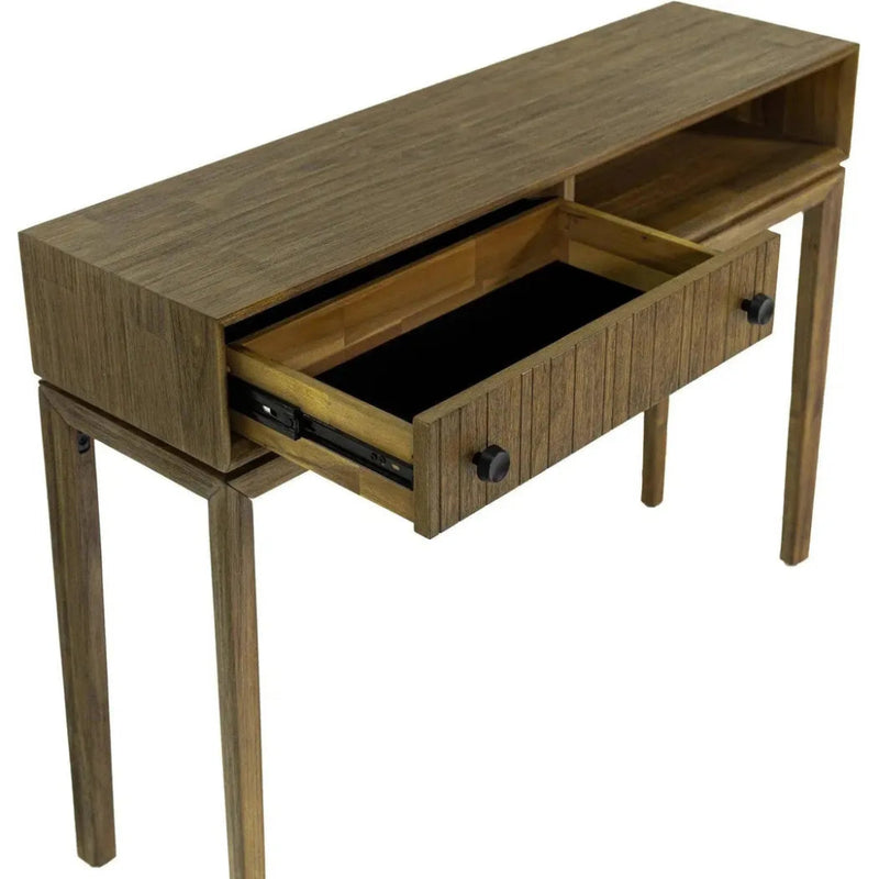 Brown Slim Console Table Drawers & Shelves - LOOMLAN - LH Imports - Console Tables