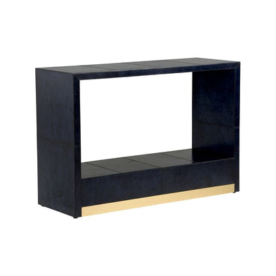 Bruce Blue Leather Warpped Console Table - LOOMLAN - Wildwood - Console Tables