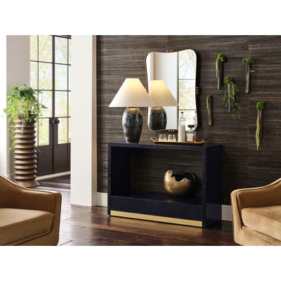 Bruce Blue Leather Warpped Console Table - LOOMLAN - Wildwood - Console Tables