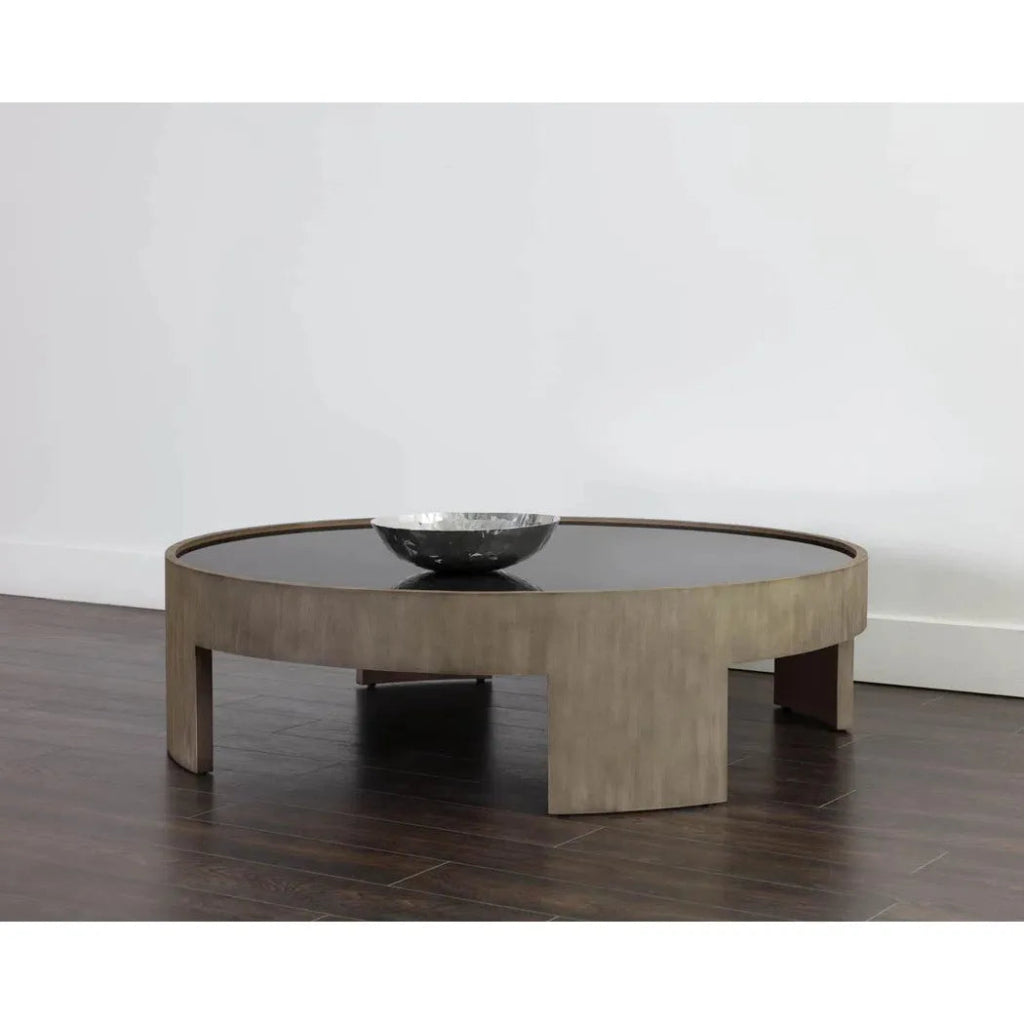 Brunetto Wooden Large Round Coffee Table - LOOMLAN - SUNPAN - Coffee Tables