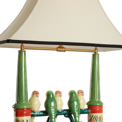 Budgies Hand Painted Glazed Ceramic Table Lamp - LOOMLAN - Wildwood - Table Lamps