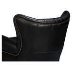 Bugatti Leather Black Swivel Arm Chair - LOOMLAN - Sarreid - Club Chairs