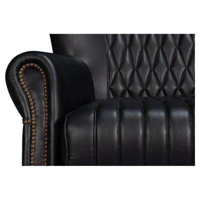 Bugatti Leather Black Swivel Arm Chair - LOOMLAN - Sarreid - Club Chairs