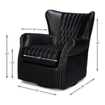 Bugatti Leather Black Swivel Arm Chair - LOOMLAN - Sarreid - Club Chairs