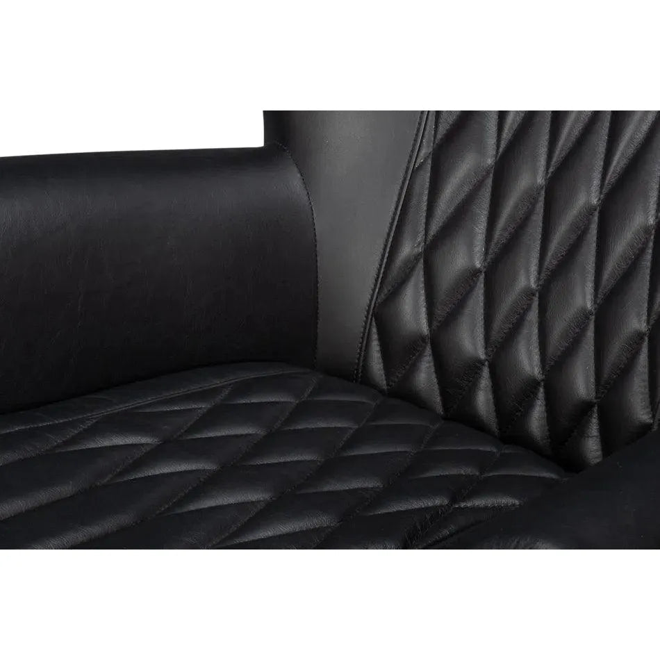 Bugatti Leather Black Swivel Arm Chair - LOOMLAN - Sarreid - Club Chairs