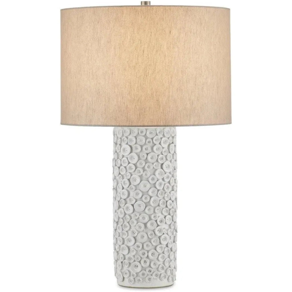 Buttons Ceramic and Metal White Table Lamp - LOOMLAN - Currey & Co - Table Lamps