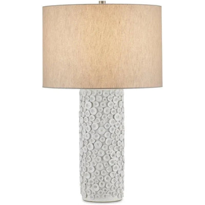 Buttons Ceramic and Metal White Table Lamp - LOOMLAN - Currey & Co - Table Lamps