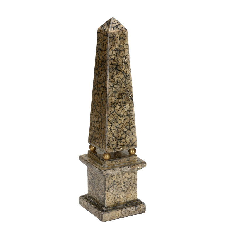 Gold Tortoise Capiz Obelisk Elegance Sculpture