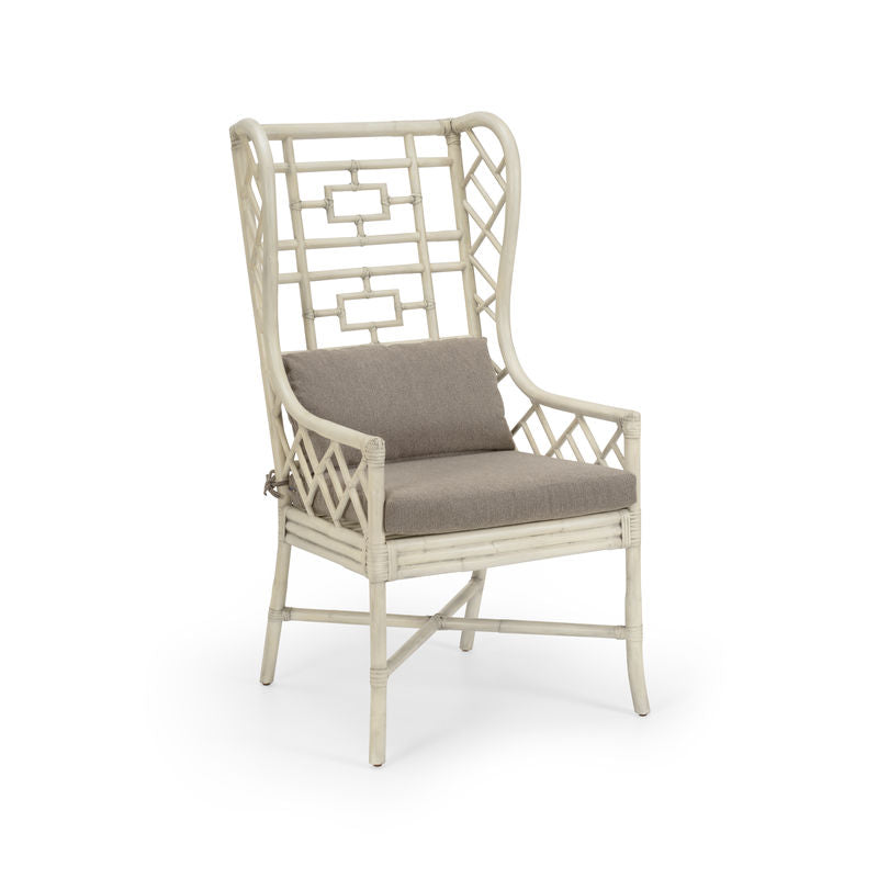 Gwyneth Rattan Frame Comfortable Wing Chair-Club Chairs-Wildwood-White-LOOMLAN