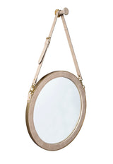 Heather Leather Wrapped Hanging Wall Mirror