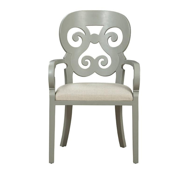 Gray Linen Upholstered Bolero Armchair