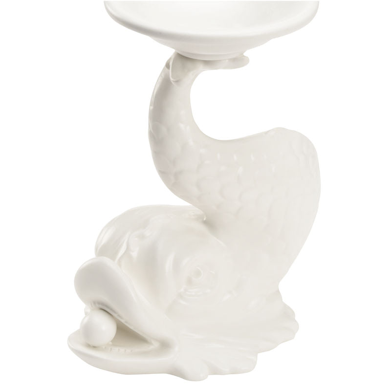 Italian Renaissance Ceramic Dolphin Candleholder