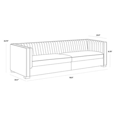 Caitlin Sofa Hemingway Silver Brass Legs - LOOMLAN - SUNPAN - Sofas & Loveseats