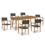 Cambria Teak Patio Rectangular Dining Set 7PC - LOOMLAN - HiTeak - Outdoor Dining Sets