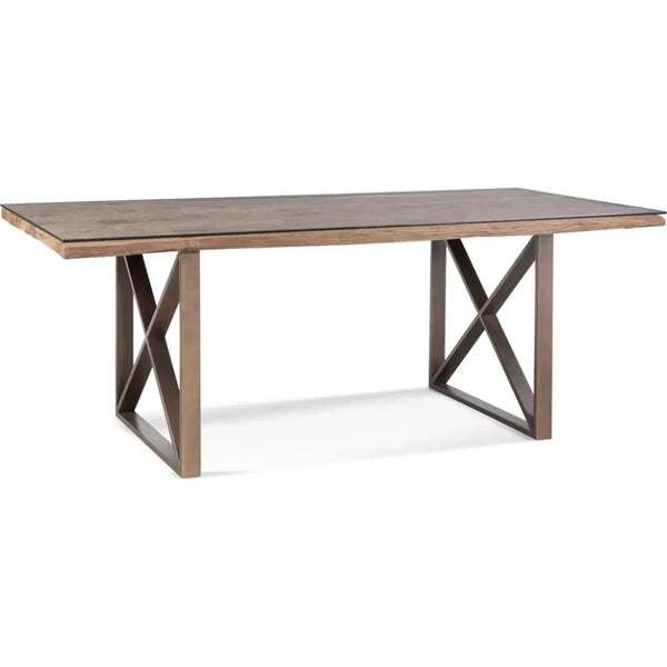 Cambria Wood & Glass Brown Rectangular Dining Table - LOOMLAN - Bassett Mirror - Dining Tables