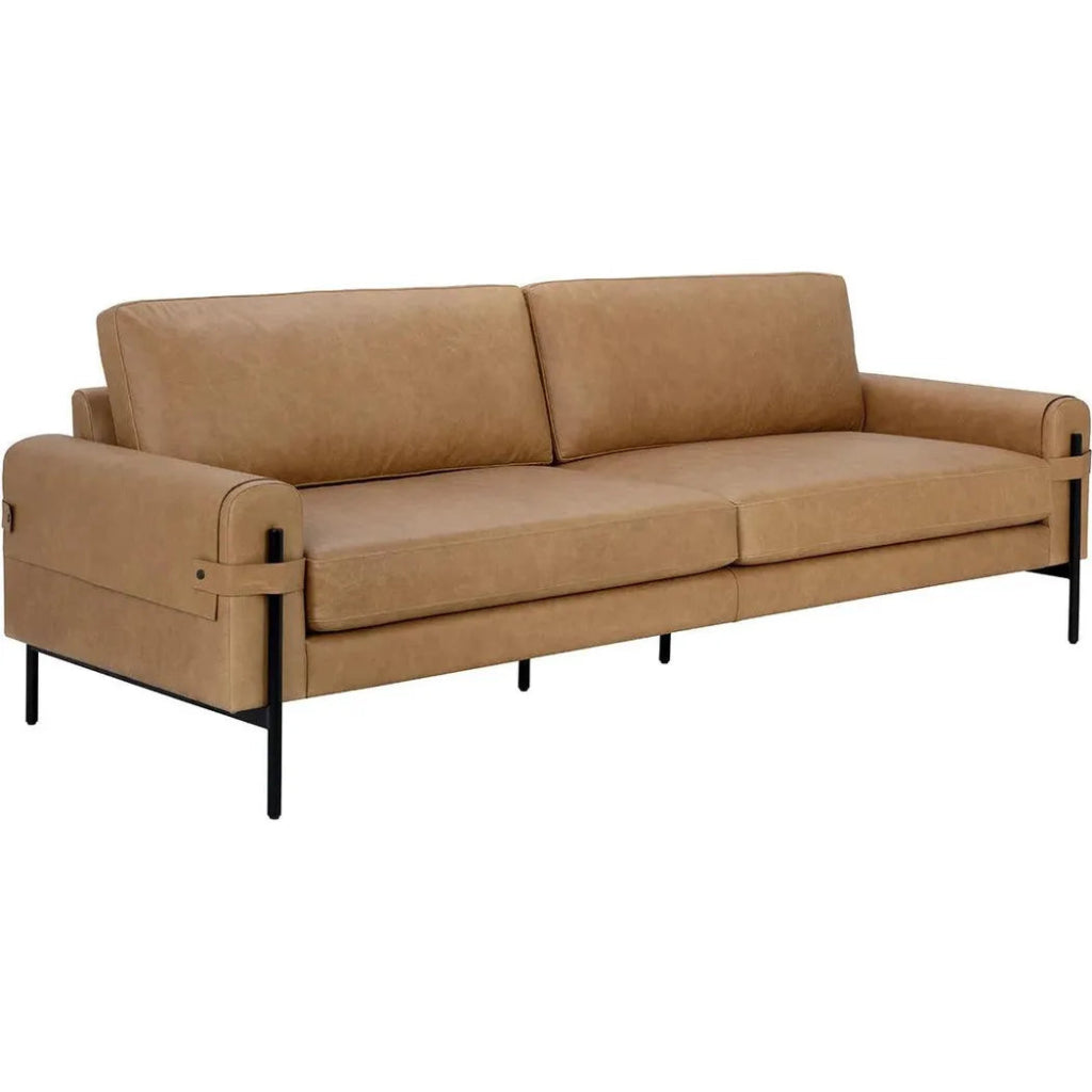 Camus Sofa Ludlow Sesame Leather Modern - LOOMLAN - SUNPAN - Sofas & Loveseats