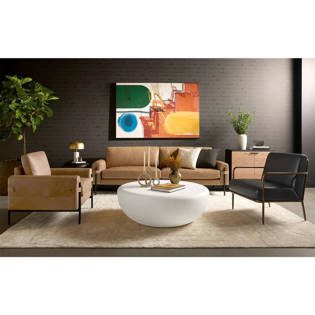 Camus Sofa Ludlow Sesame Leather Modern - LOOMLAN - SUNPAN - Sofas & Loveseats