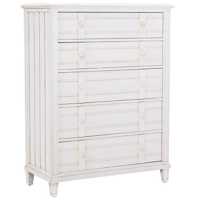 Cane Bay Five Drawer White Chest - LOOMLAN - Palmetto Home - Chests