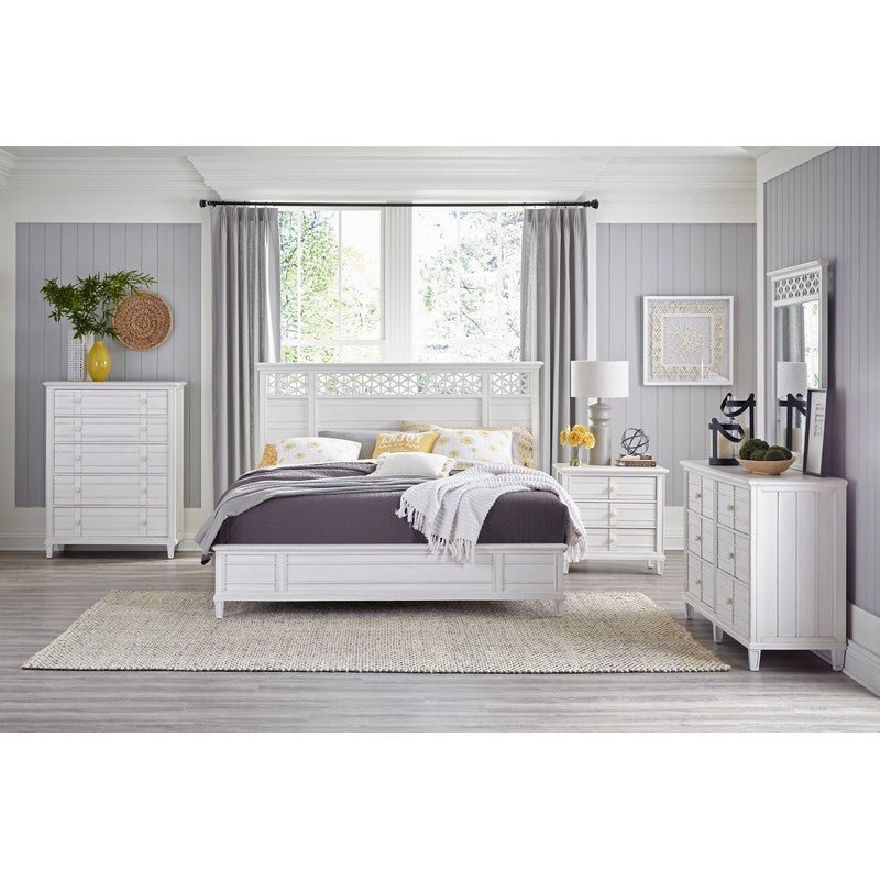 Cane Bay Louvered Door White Dresser and Mirror - LOOMLAN - Palmetto Home - Dressers