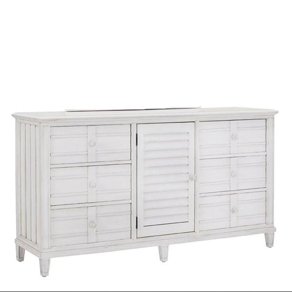 Cane Bay Louvered Door White Dresser - LOOMLAN - Palmetto Home - Dressers