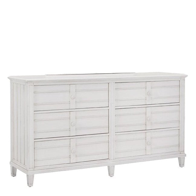 Cane Bay Six Drawer White Dresser - LOOMLAN - Palmetto Home - Dressers