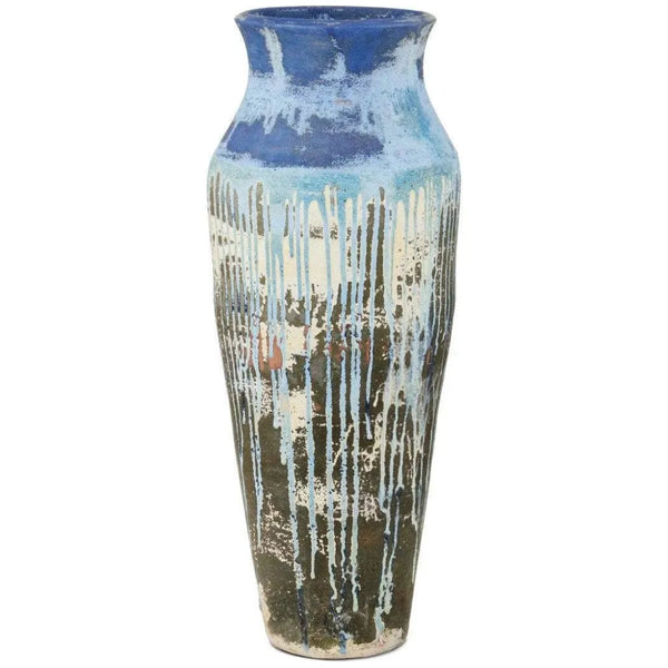 Capizzi Ceramic Blue Drip Urn - LOOMLAN - Currey & Co - Vases & Jars