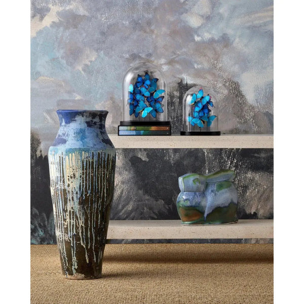 Capizzi Ceramic Blue Drip Urn - LOOMLAN - Currey & Co - Vases & Jars