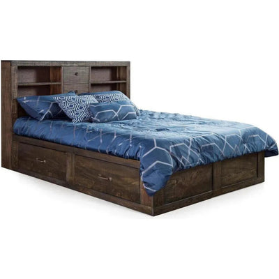 Captains Queen Bed with Bookcase Storage - LOOMLAN - Sunny D - Beds