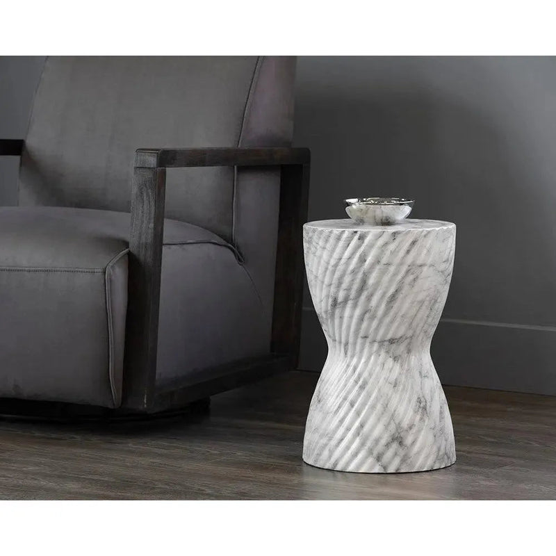 Cara Concrete Outdoor Round End Table - LOOMLAN - SUNPAN - Outdoor Side Tables